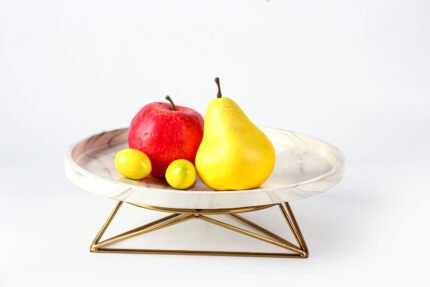 Marble and gold centerpiece tray with fruit, Modern Elegance tray.