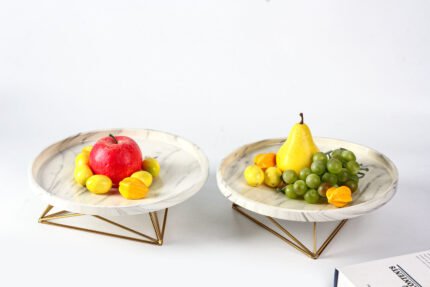 Marble and gold centerpiece tray with fruit, Modern Elegance tray.
