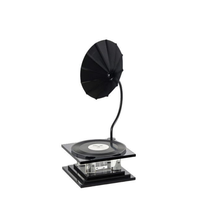 Decorative black gramophone accent with glossy finish – Noir Melody by MAZART