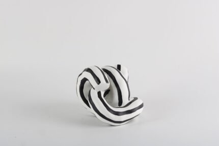 Twisted Motion – Black and White Striped Sculpture