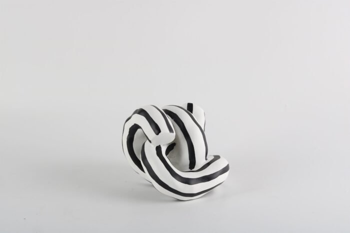 Twisted Motion – Black and White Striped Sculpture - Image 2