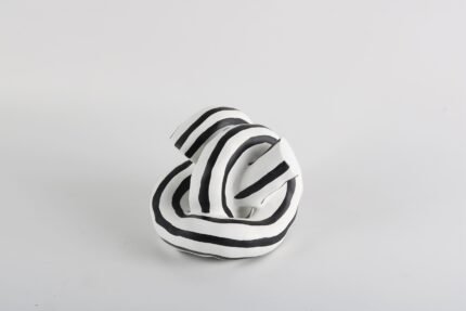 Twisted Motion – Black and White Striped Sculpture