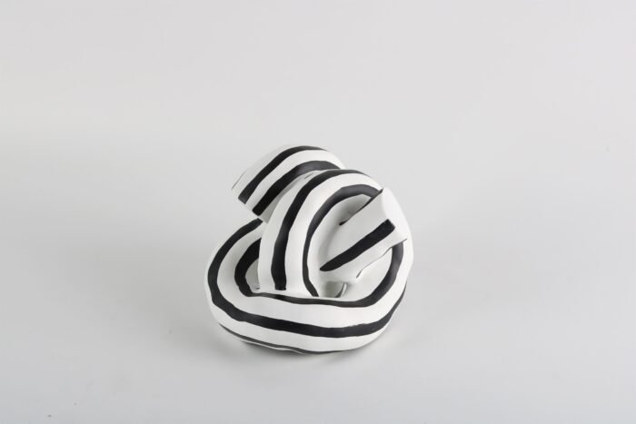 Twisted Motion – Black and White Striped Sculpture - Image 3