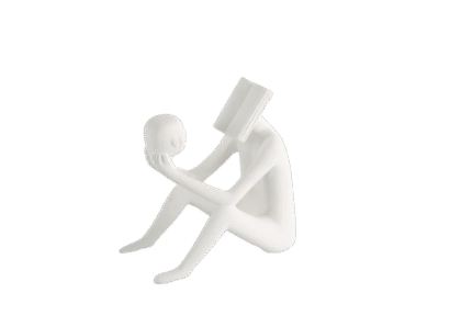 Abstract Thinker Sculpture White – Modern Seated Art Decor UAE