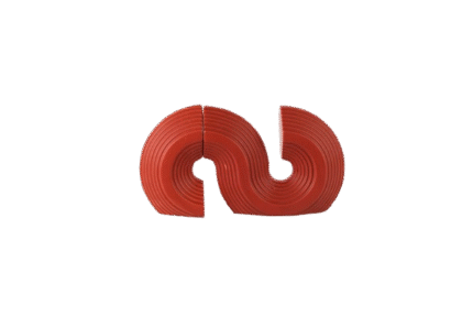 Red Ripple Bookends – Sculptural Modern Set