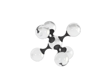 Small black crystal decorative sculpture with clear spheres and sculptural black connectors, designed for shelves and artistic tabletop displays.