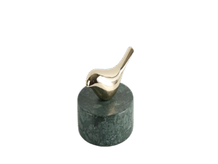 Golden Bird on Marble Base – gold decorative bird with green marble.