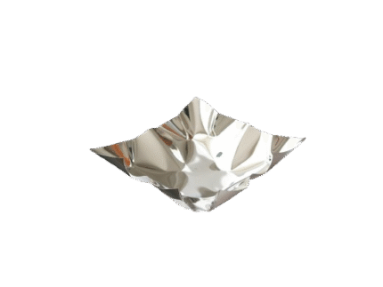 Crumpled Silver Centerpiece Tray – Sculptural abstract tray with glossy finish by MAZART