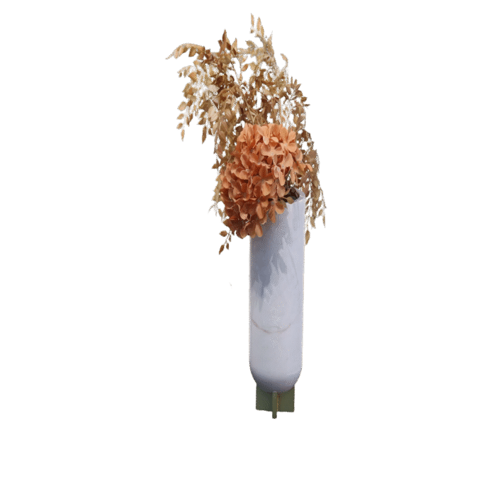 Serene Grace Vase – Tall white minimalist vase with amber base accent by MAZART