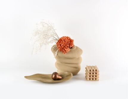 Beige Organic Wave Sculptural Vase UAE | Modern Dune Form Decor