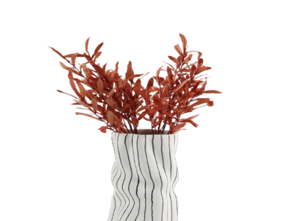 Waves of Silence Vase with black vertical lines and curved sculptural form