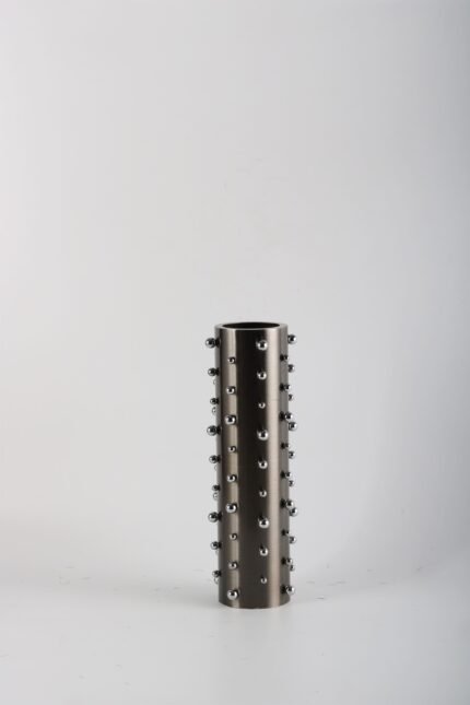 Iron Echo – Studded Silver Vase