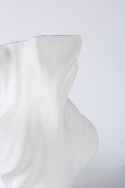 white wave decorative vase UAE side angle showing fluid form