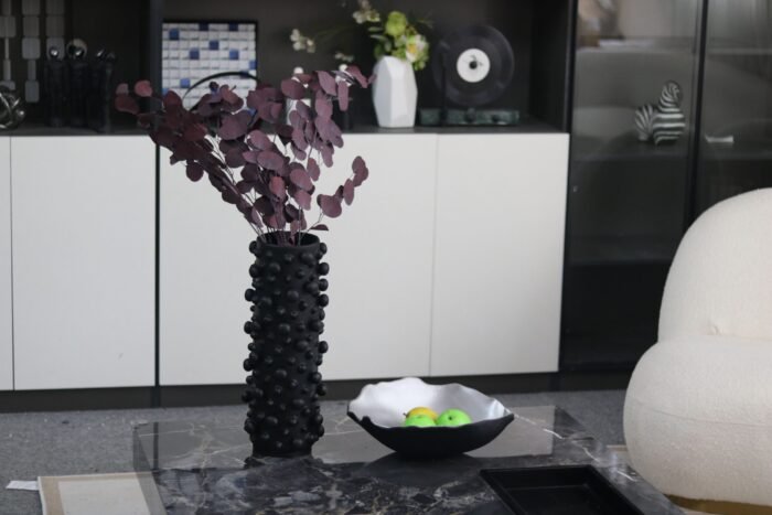 Noir Bubble – Black Bubbling Textured Sculptural Vase - Image 2