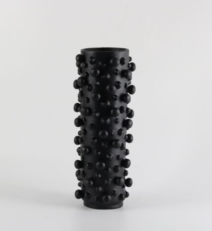 black textured bubble vase UAE close-up showing rounded surface detail
