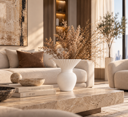 White Fluted Vase with textured sculptural design – Mazart Home UAE