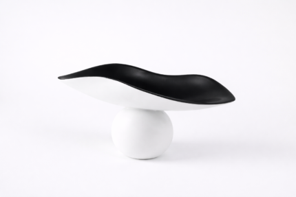 Black White Pedestal Tray – Sculptural Modern Decor UAE