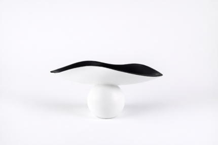Sculptural Black & White Pedestal Tray
