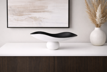 Black White Pedestal Tray – Sculptural Modern Decor UAE