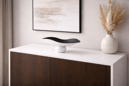 Sculptural Black & White Pedestal Tray