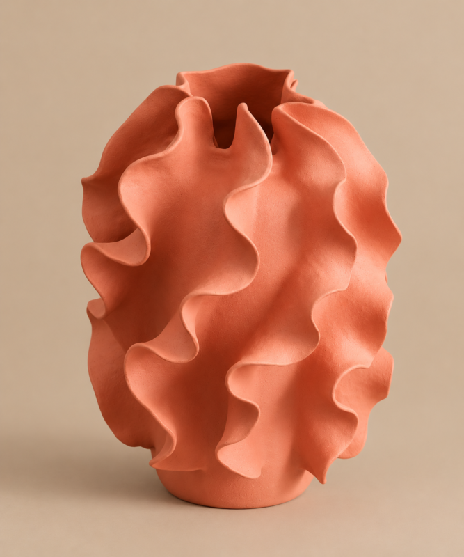 Terracotta Sculptural Flow Vase