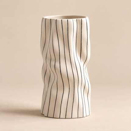 White Wave Sculptural Decorative Vase UAE – Calm Flow and Modern Elegance