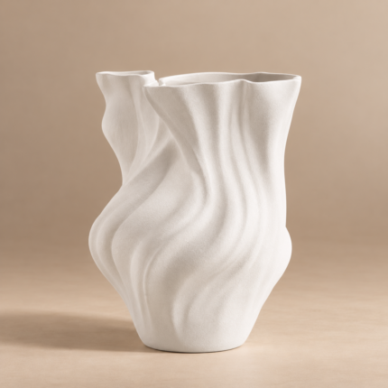 White Flowing Sculptural Vase