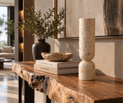 Sculpted Horizon Candle Holder Large with organic curved design