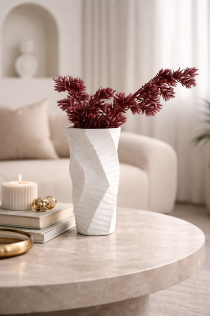 White Sculptural Twist Vase UAE | Modern Minimal Decor