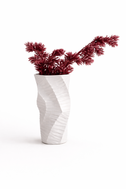 White Sculptural Twist Vase UAE Modern Minimal Decor