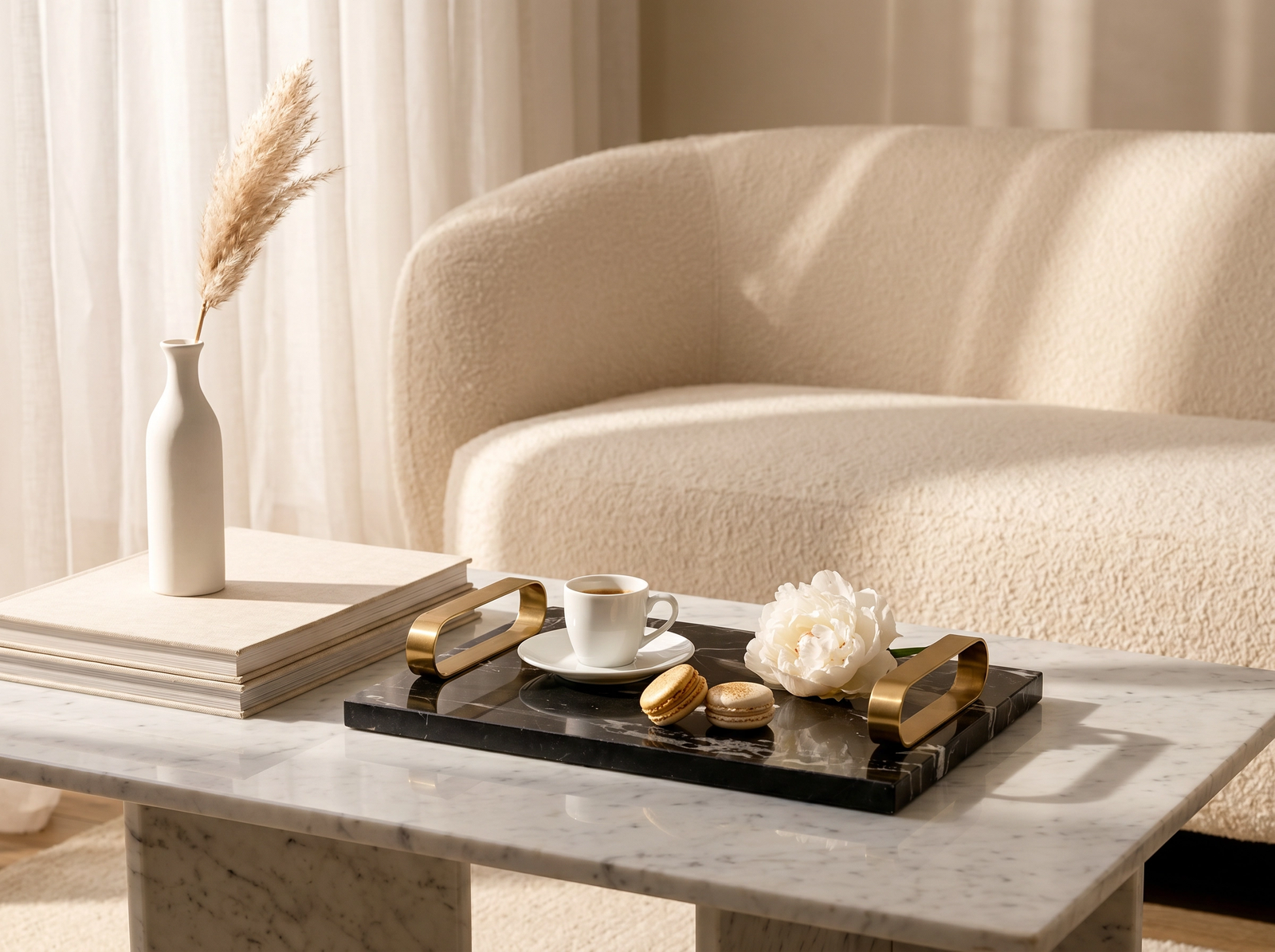 Black Marble Tray with Gold Handles – Luxury Decor UAE