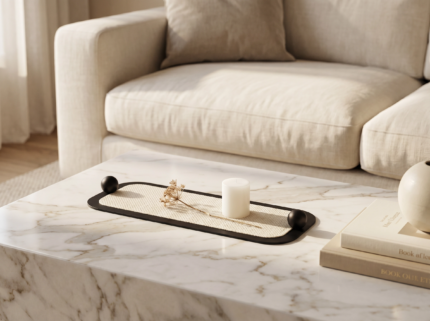 Sleek Minimal Tray with Black Accents – Textured Leather Edition