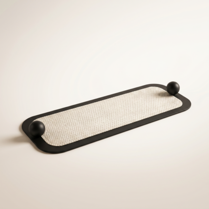 Sleek Minimal Tray with Black Accents – Textured Leather Edition
