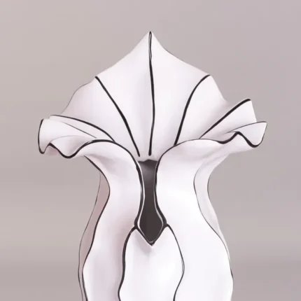 White Curved Vase with Black Stripe – Mazart Home UAE