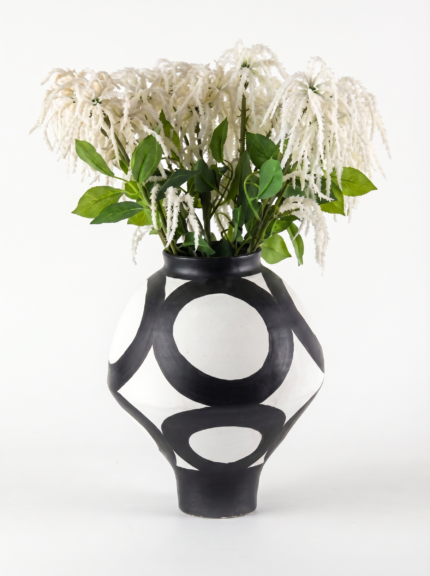Black Hollow Geometric Sculptural Vase UAE | Modern Monochrome Design