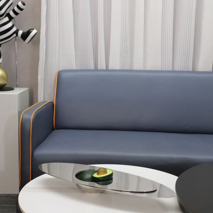 Futuristic reflection elliptical platter, stainless steel tray.