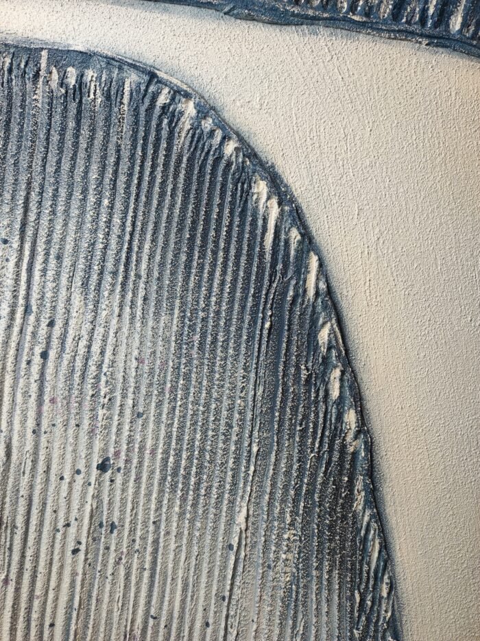 Serene Currents — Hand-Painted Abstract Wall Art with Textured Blue Waves - Image 3