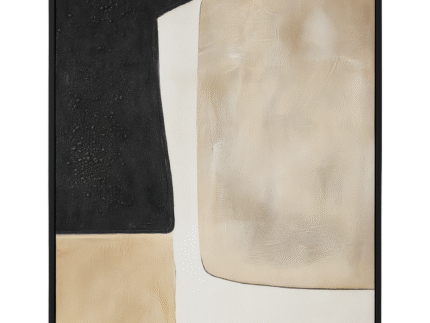 geometric abstract wall art hand-painted in black and beige with textured canvas