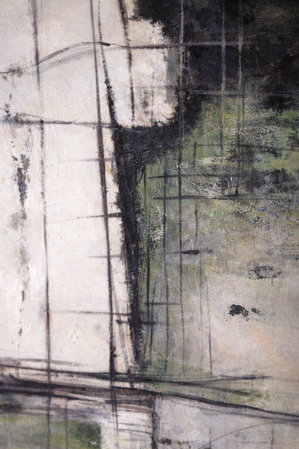 Beige Green Abstract Wall Art – Hand-Painted Modern Canvas by Mazart Home