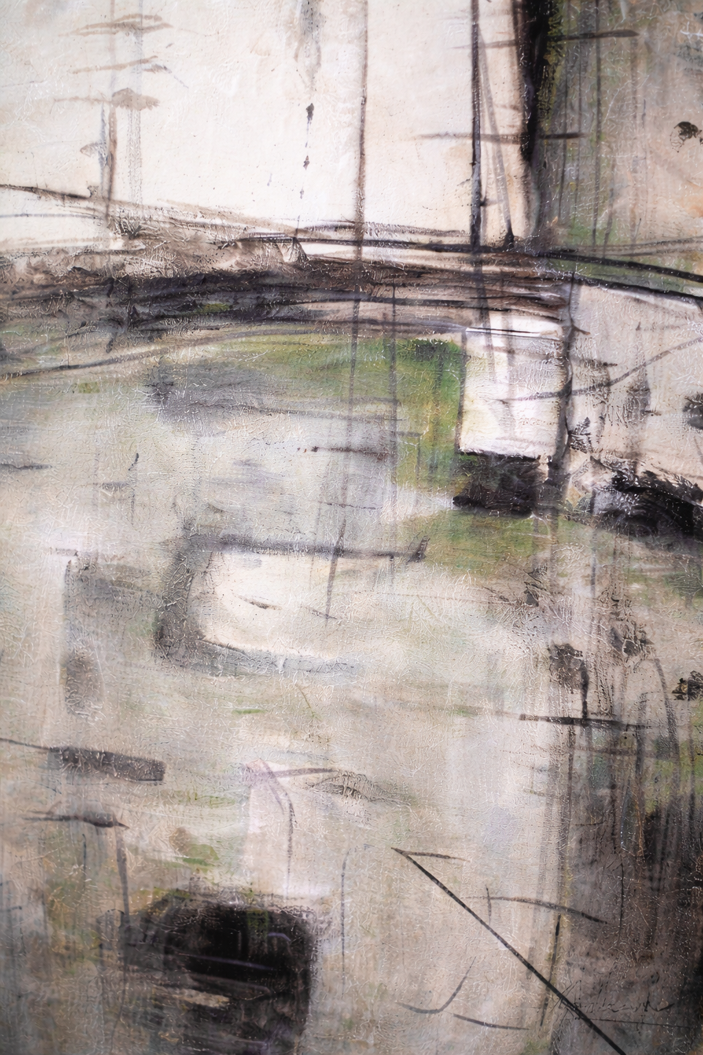 Beige Green Abstract Wall Art – Hand-Painted Modern Canvas by Mazart Home