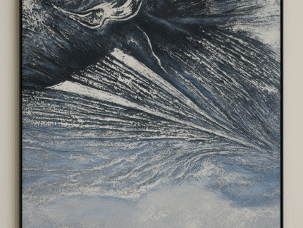 textured abstract wall art vertical with grey and cream tones