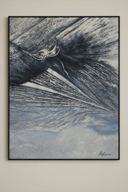 textured abstract wall art vertical with grey and cream tones