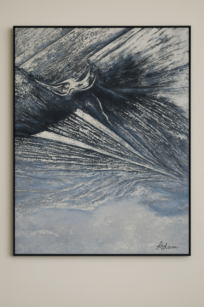 textured abstract wall art vertical with grey and cream tones