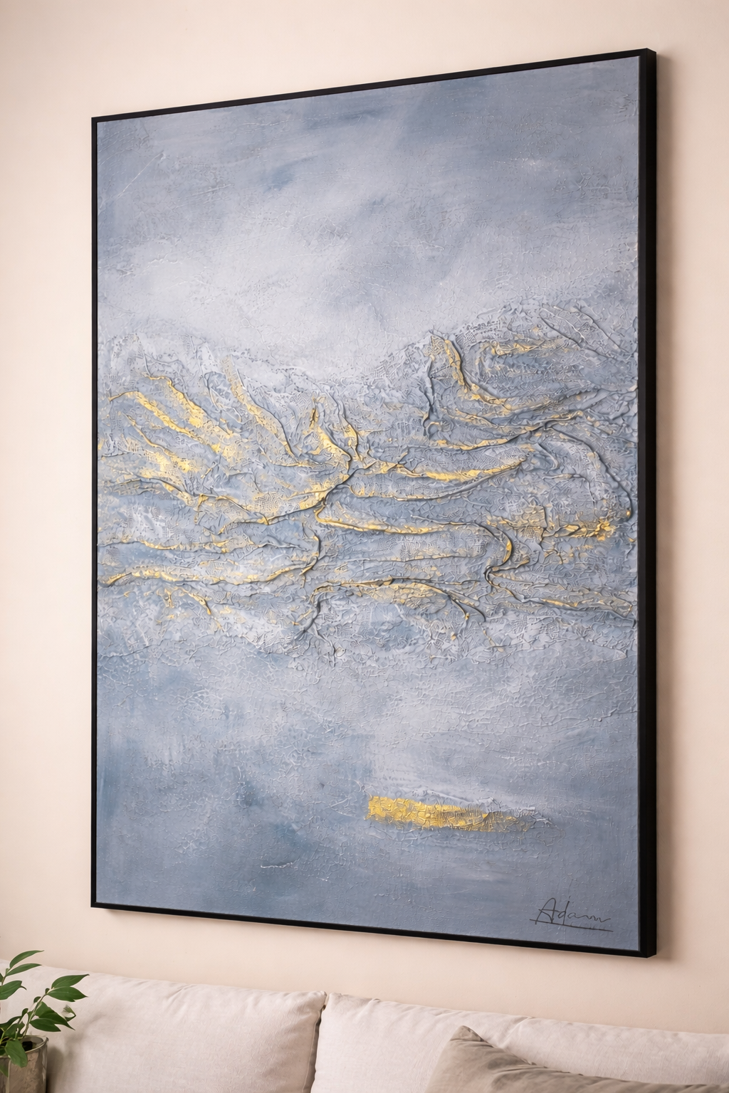 Golden Faultlines – Hand-Painted Abstract Textured Canvas