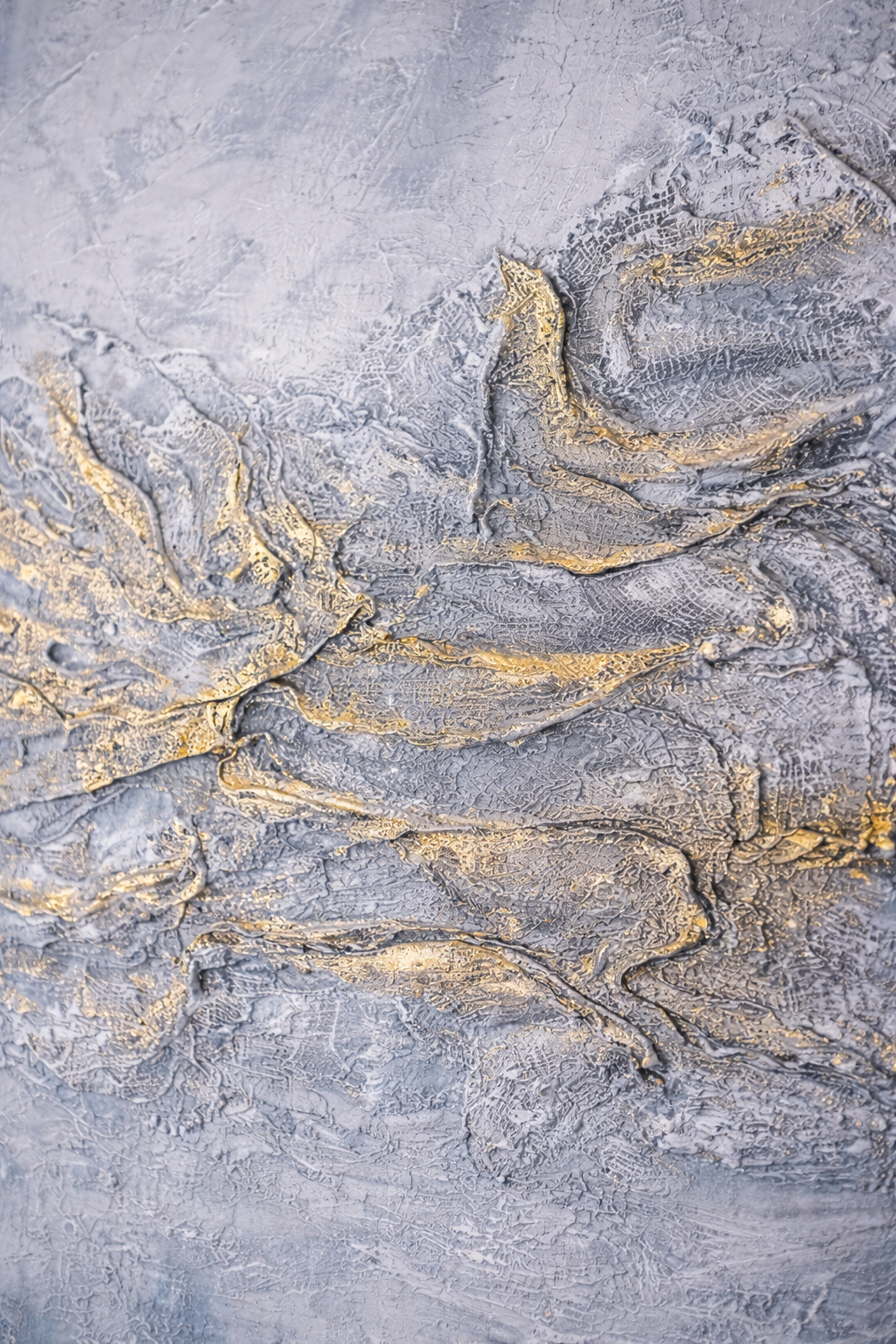 Golden Faultlines – Hand-Painted Abstract Textured Canvas