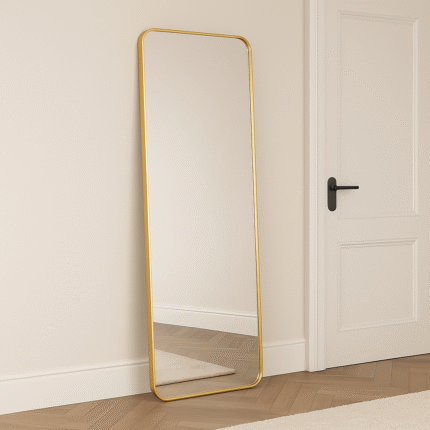 Luminous Edge Rectangular Full Length Mirror – Gold Frame