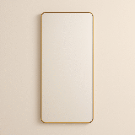 gold full length standing mirror with slim frame for modern interiors