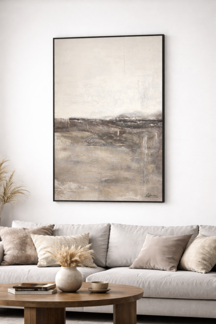 Silent Horizon – Minimalist Neutral Landscape Wall Art