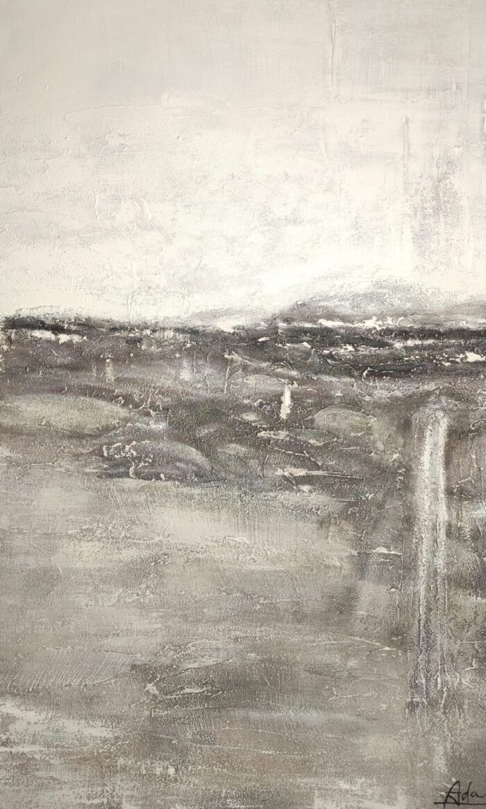 neutral minimalist landscape wall art vertical canvas painting