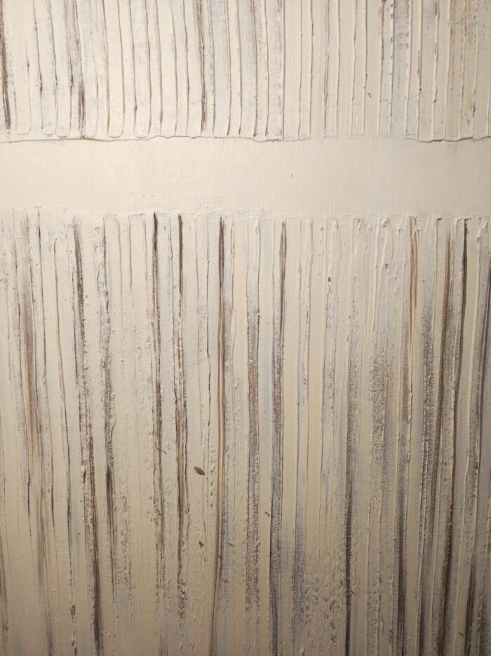 Minimalist textured wall art with vertical neutral strokes